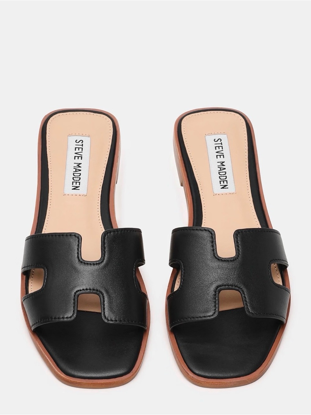 Steve Madden Women’s Hadyn Black Cutout Flat Sandals